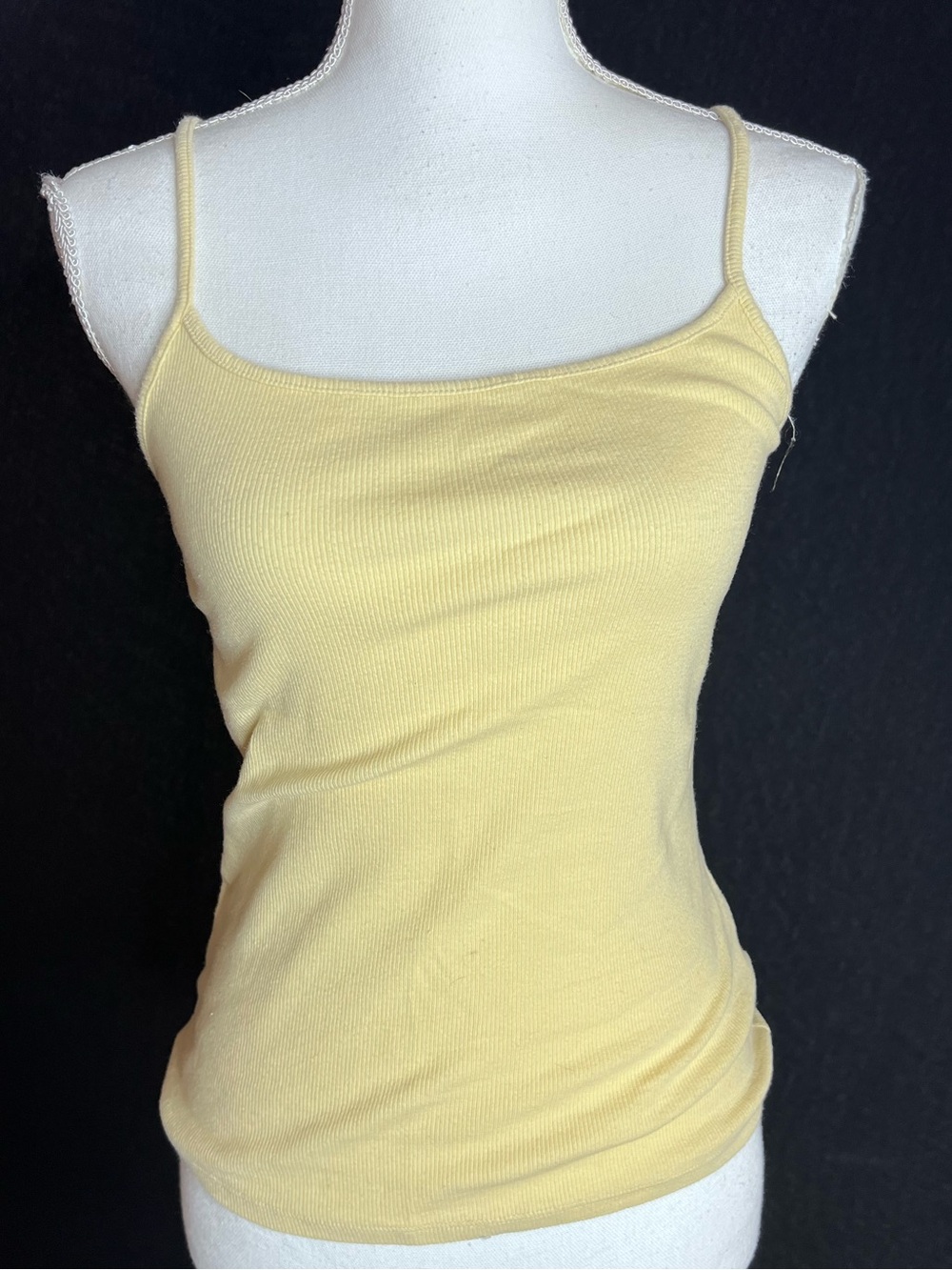 Express Yellow Ribbed Spaghetti Strap Cami